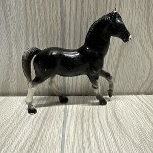 Imperial Toy Horse Figurine Vintage Black White Hong Kong Good Prancing Plastic